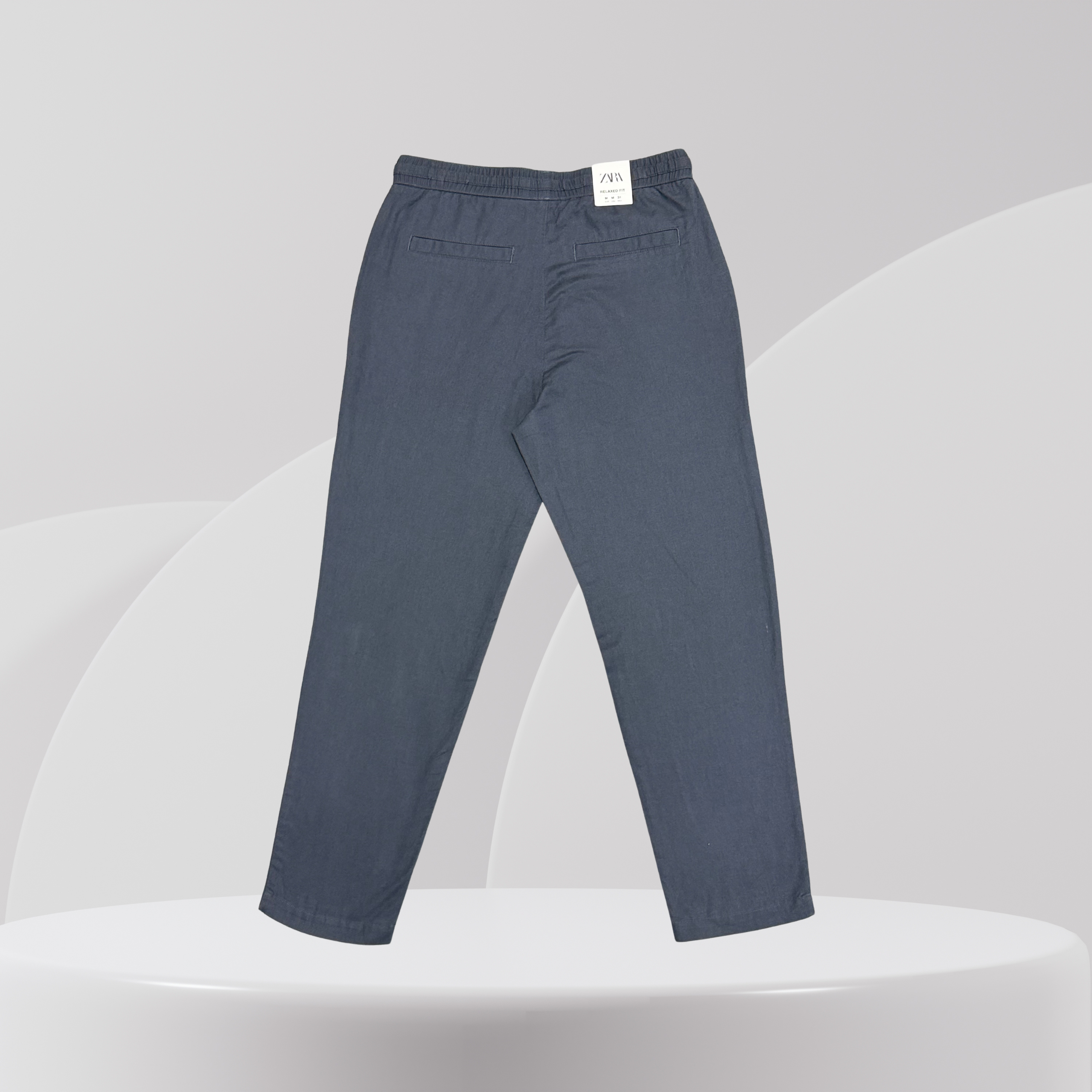 Slate Blue Relaxed-Fit Drawstring Trousers