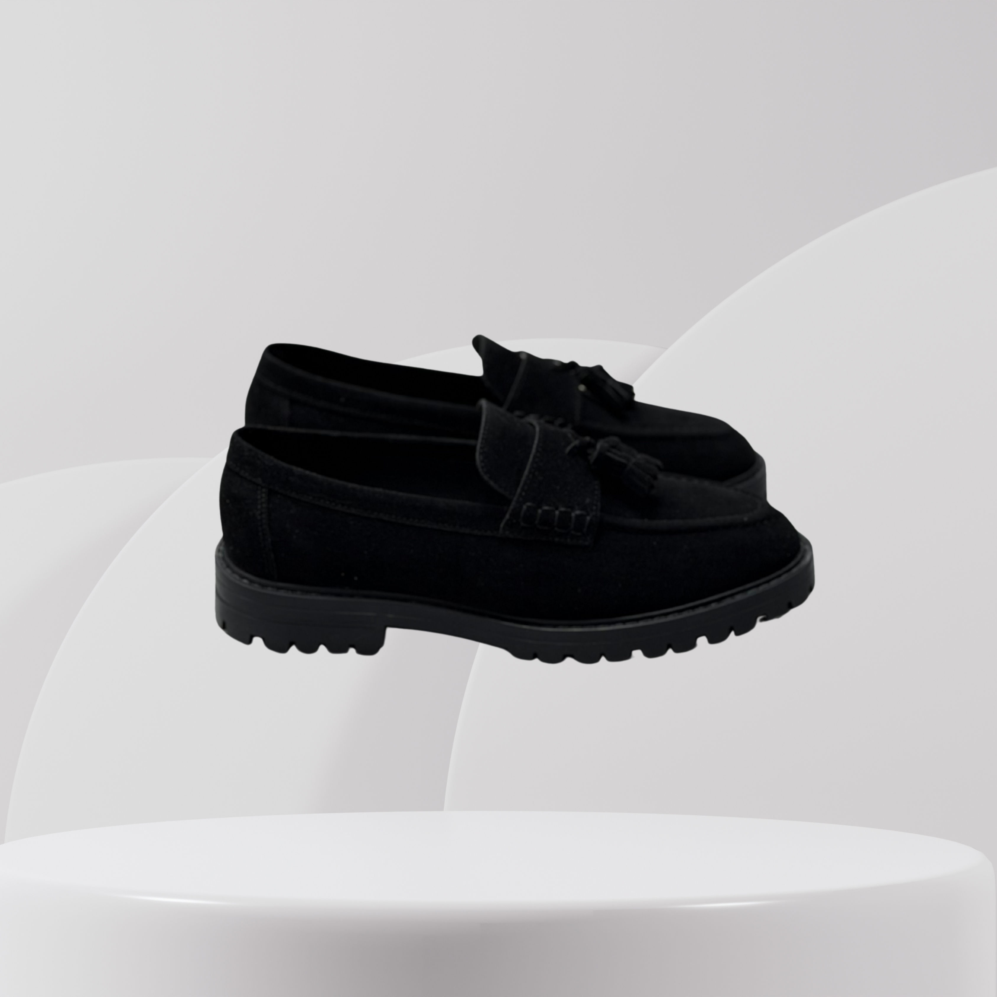 Garage Premium Black Suede Tassel Loafers