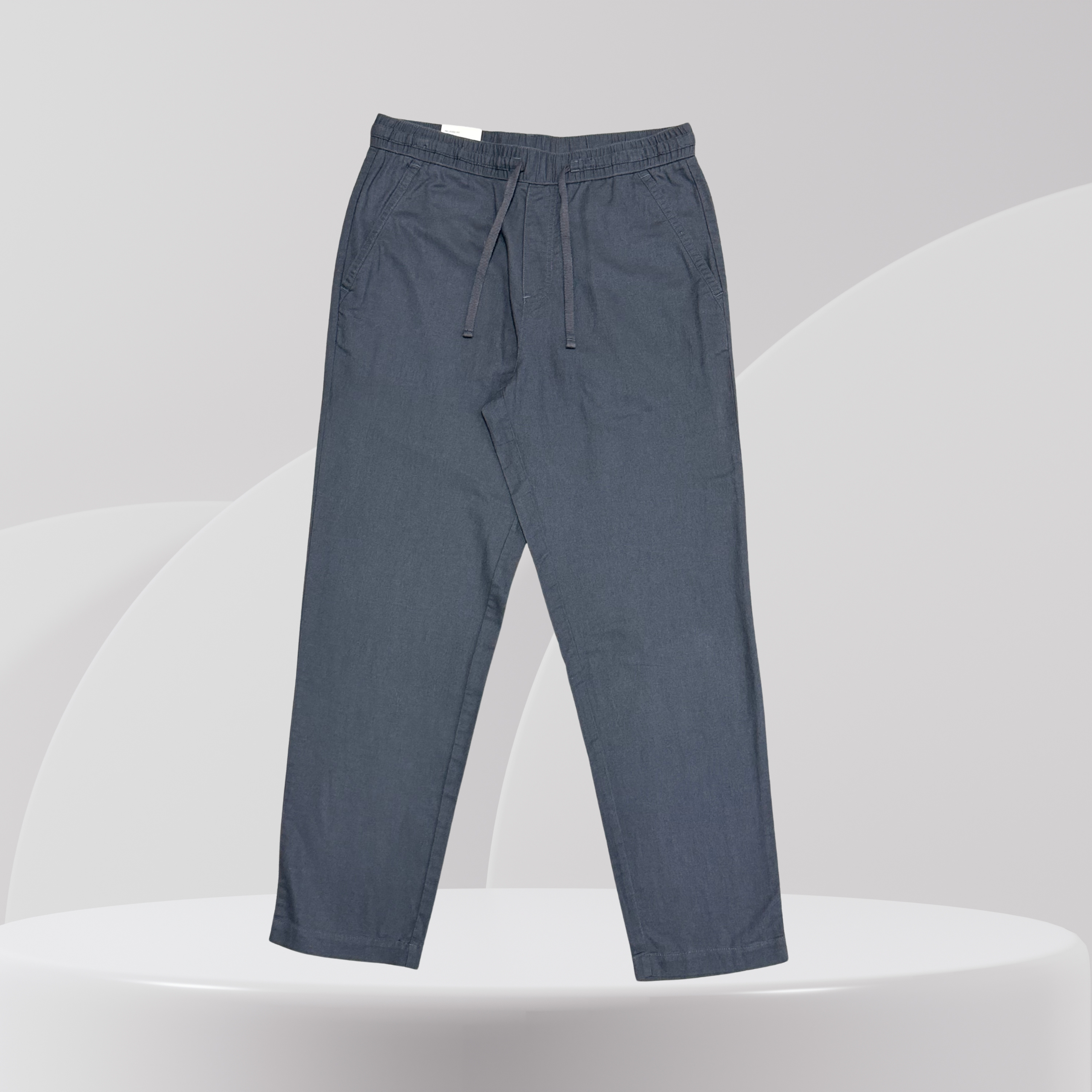 Slate Blue Relaxed-Fit Drawstring Trousers