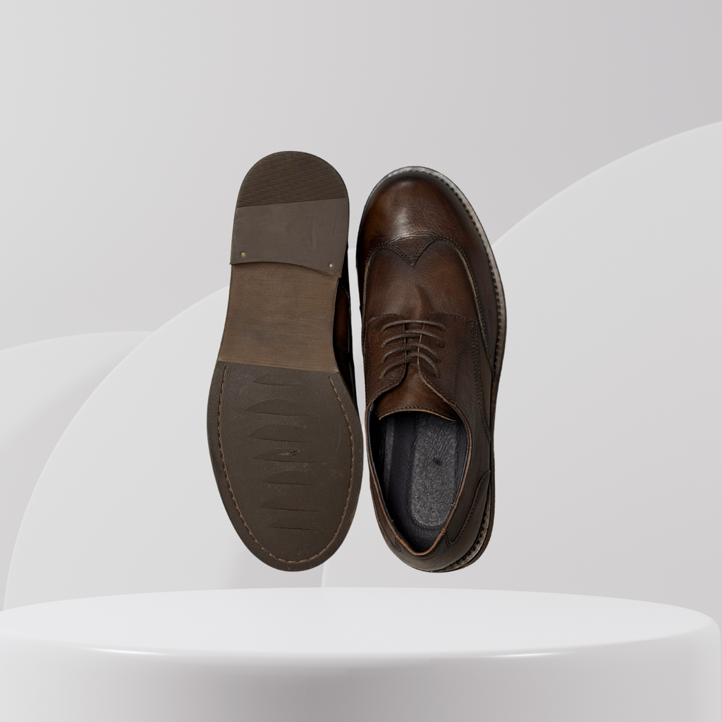 Garage Premium Brown Leather Wingtip Derbies