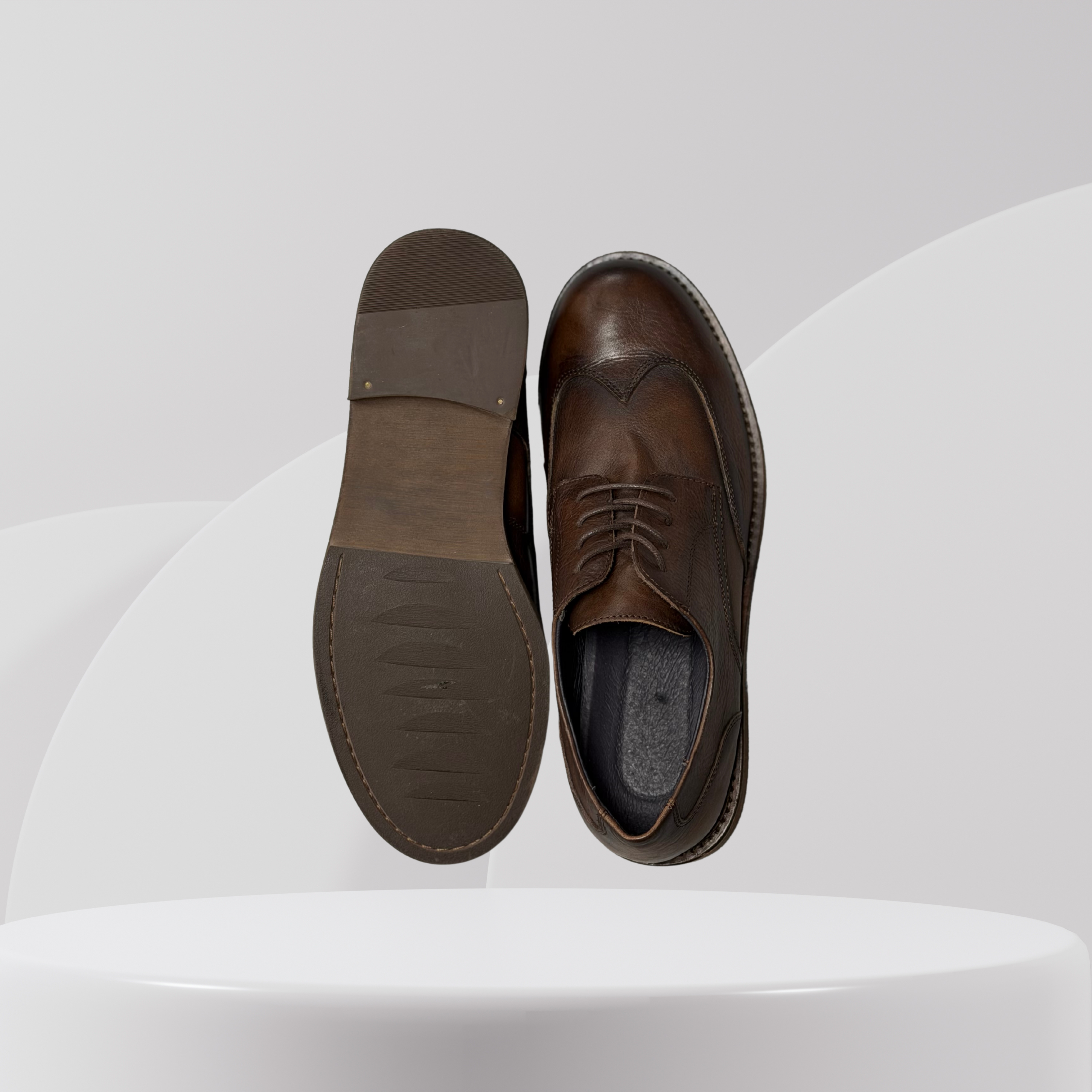 Garage Premium Brown Leather Wingtip Derbies