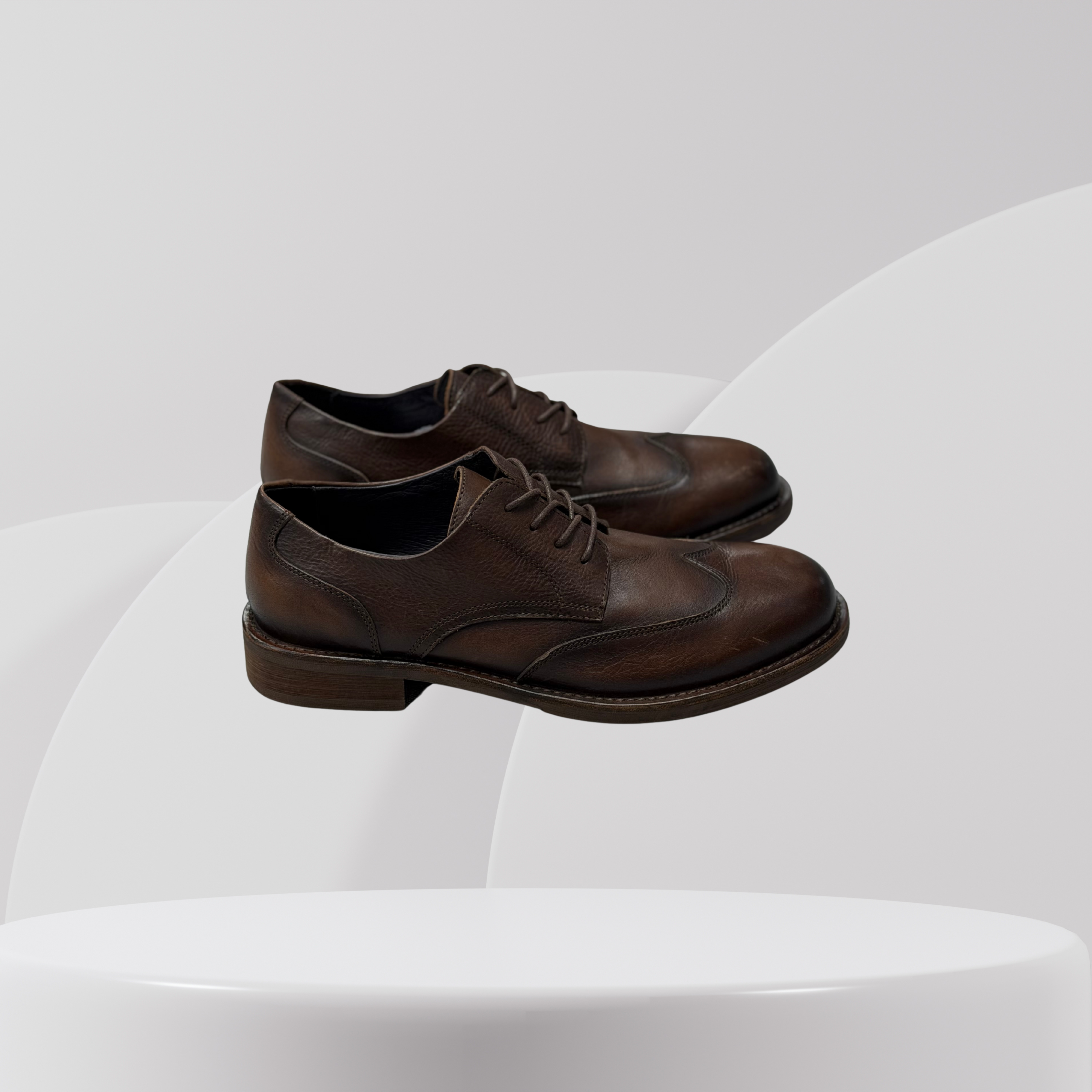 Garage Premium Brown Leather Wingtip Derbies