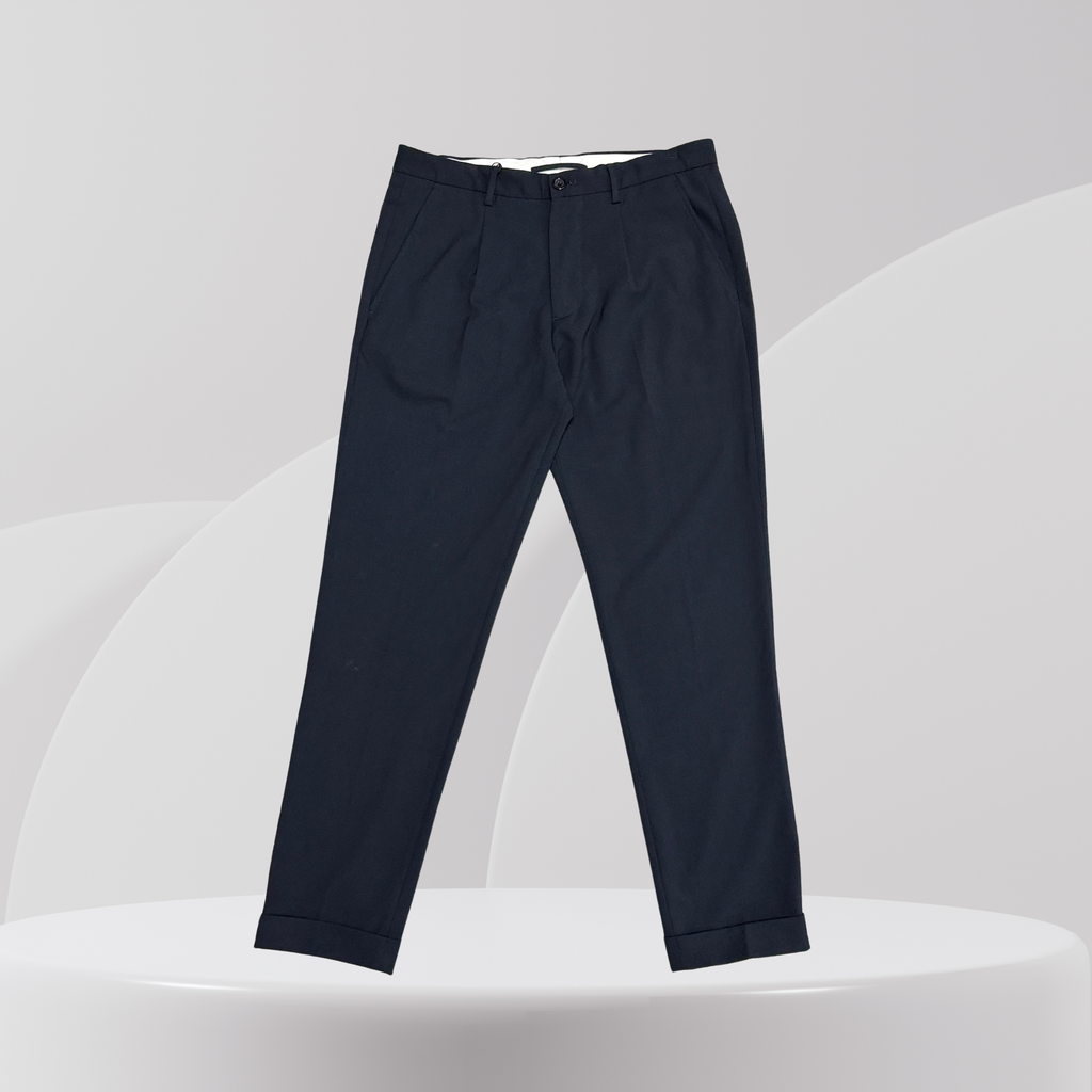 Midnight Navy Slim-Fit Tailored Trousers