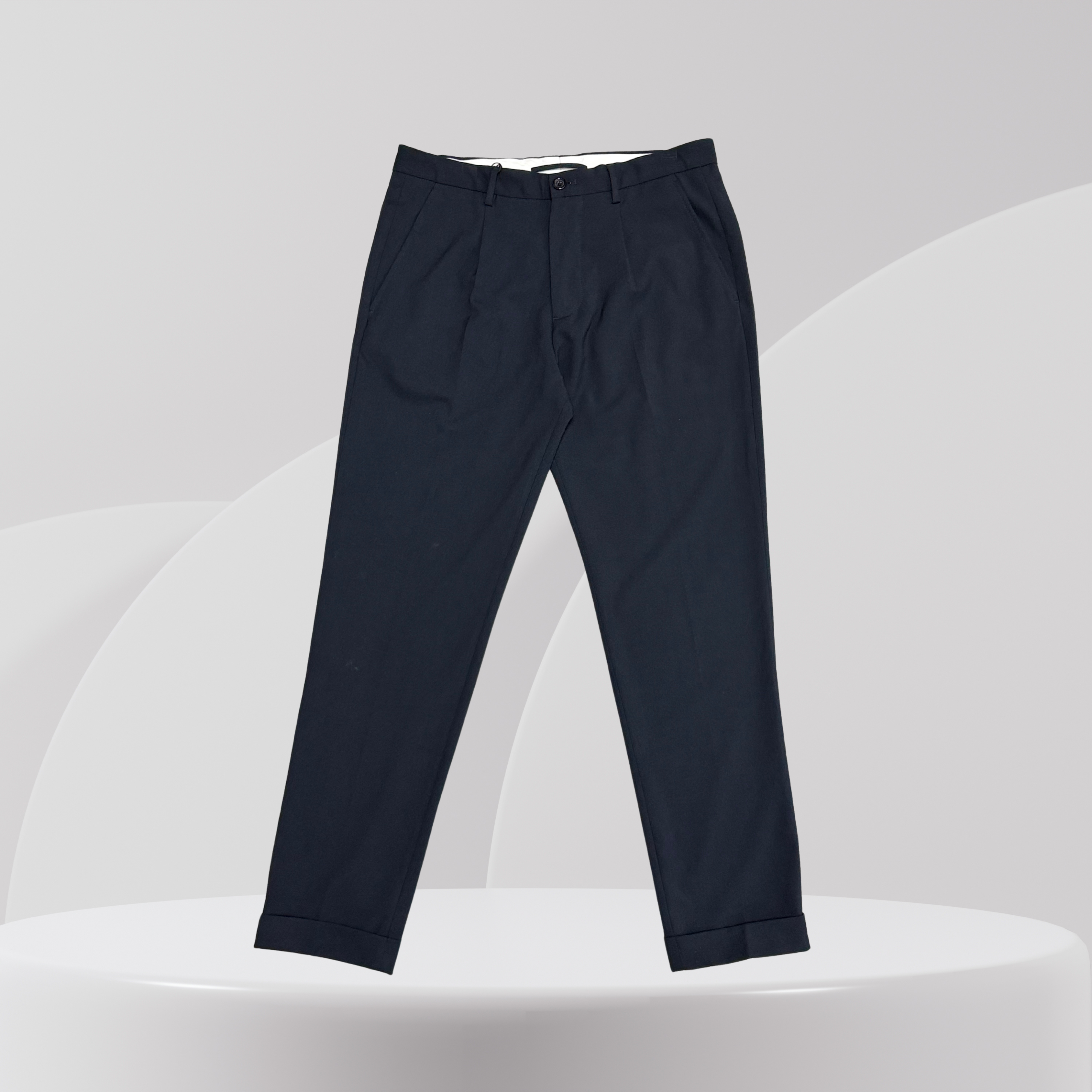Midnight Navy Slim-Fit Tailored Trousers