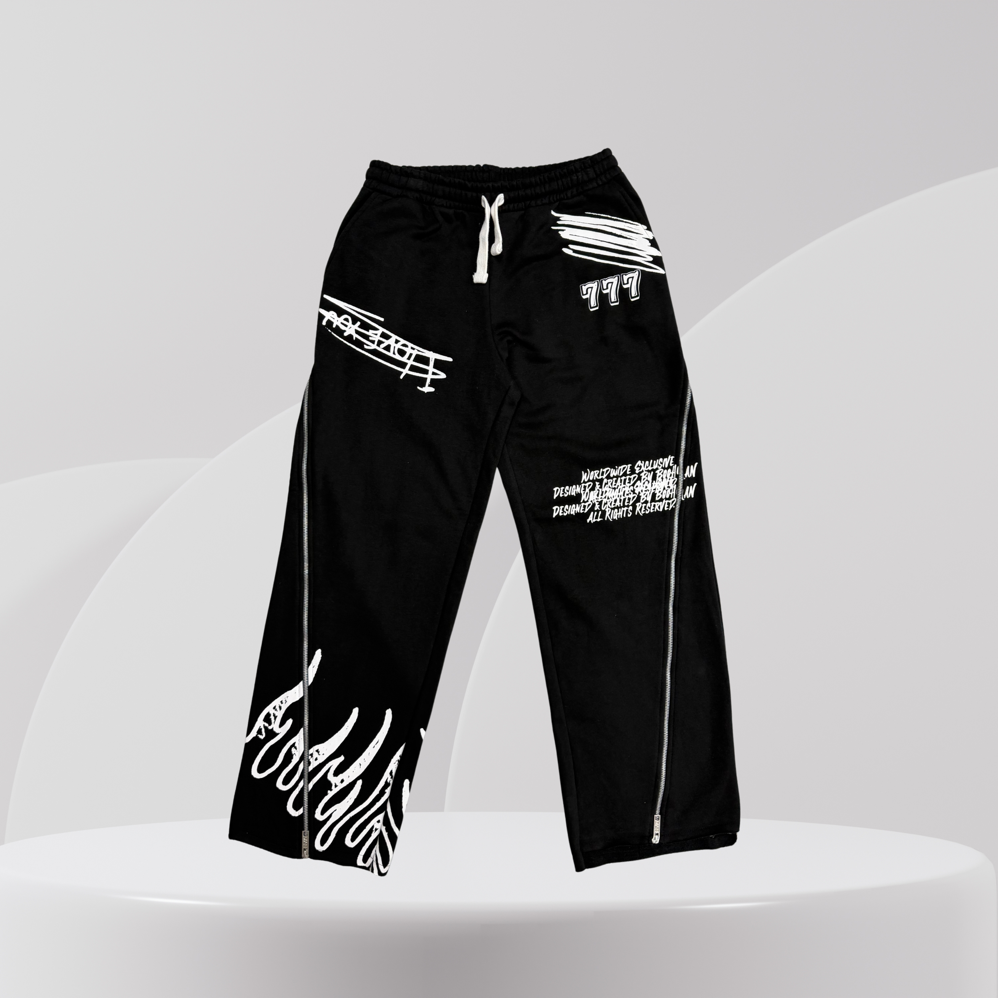 Black Graphic Zip-Up Tracksuit Set