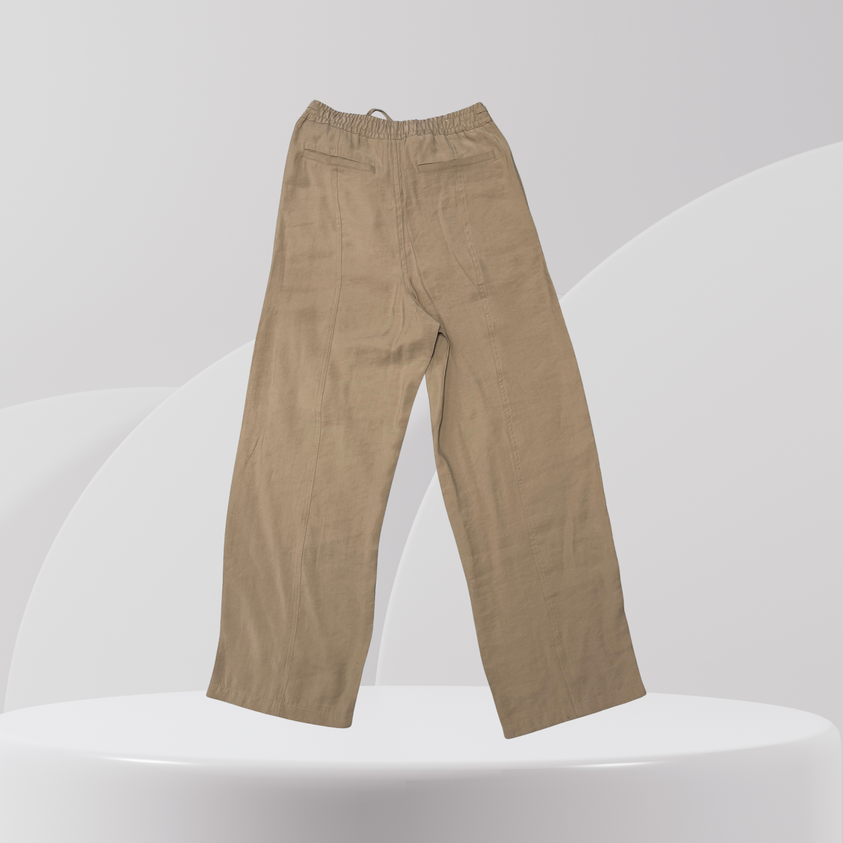 Sand Wide-Leg Drawstring Trousers