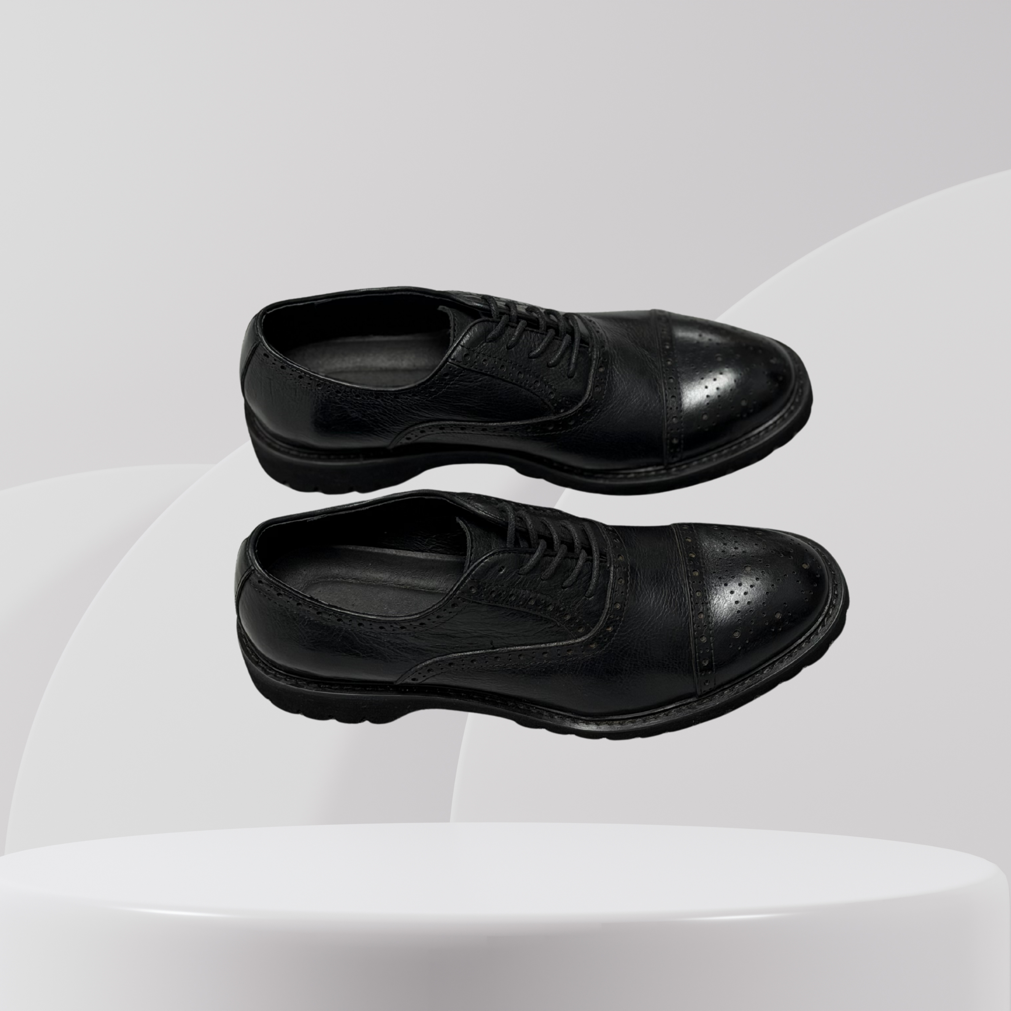 Garage Premium Black Leather Brogue Oxford Shoes