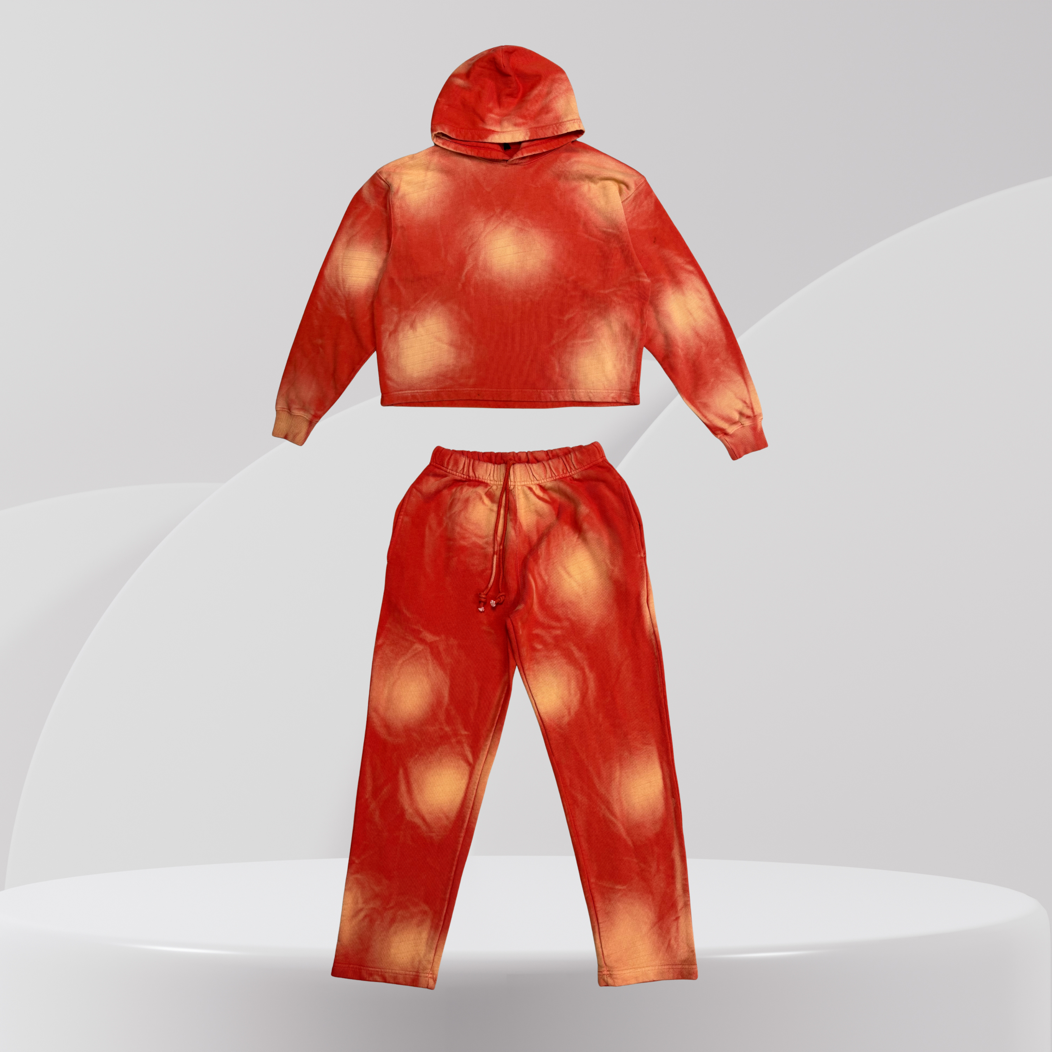 STONEWASHED ORANGE HOODIE AND JOGGER MATCHING SET