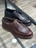 Classic Moc Toe Leather Shoes – Black / Brown