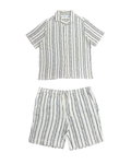 Striped shirt and shorts set on a white background
