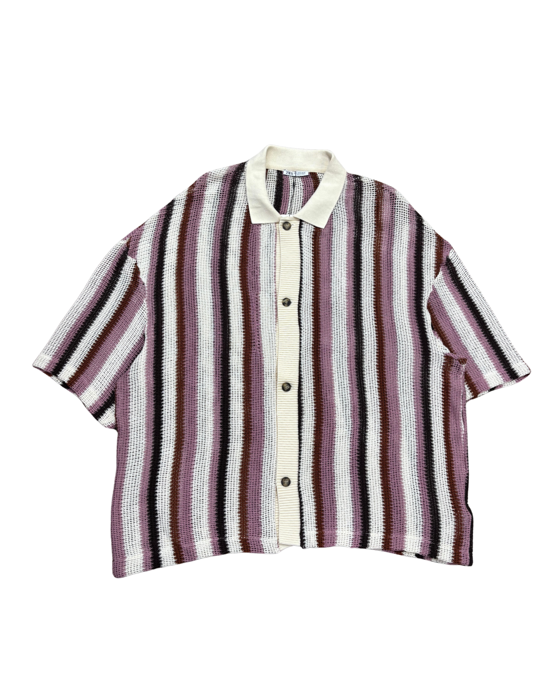 Striped shirt with a white collar on a white background