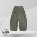 Utility Cargo Wide Leg Pants Washed Olive Relaxed Fit Cotton Workwear Casual